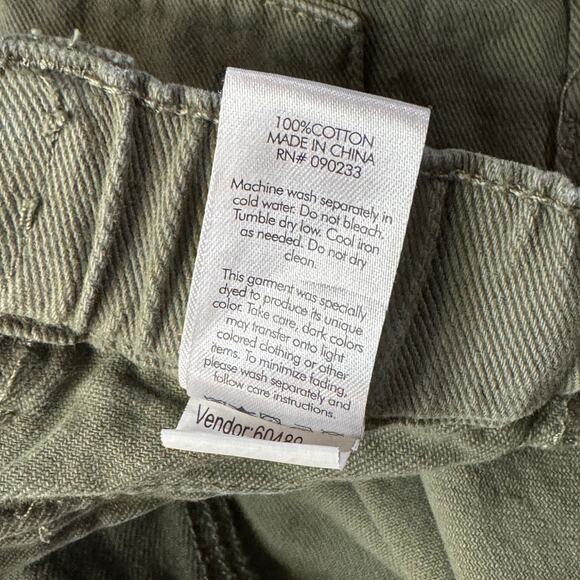 Pacsun Medium Jean Cutoff Cargo Shorts Hi-Rise Zip-Fly Pockets Frayed Hems Green - Picture 8 of 9